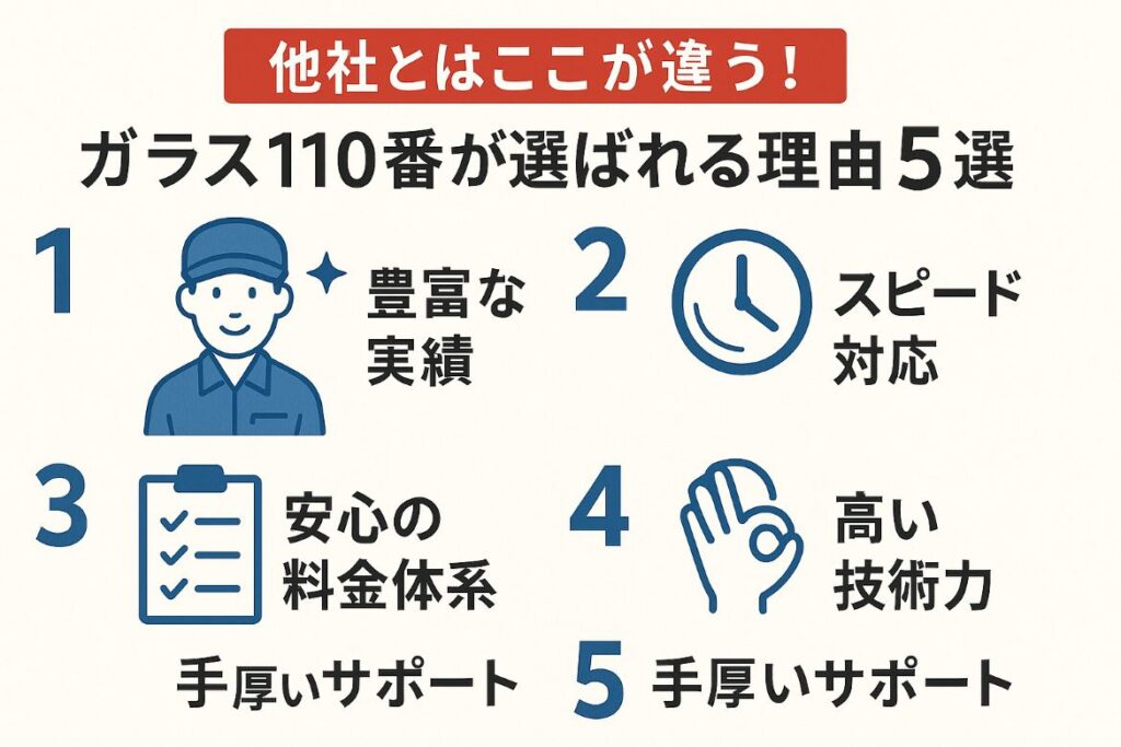 ガラス110番が他社とは違うのはこの5つ